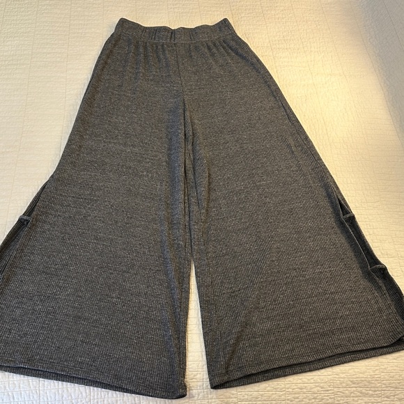 Project Social T Pants - Project Social T Wide Leg Charcoal Knit Pants Medium NWOT Ribbed